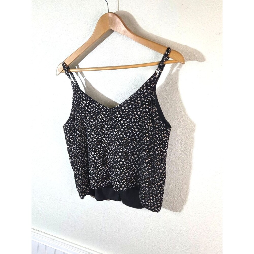Madewell Women's Size 6 Black Floral Cami Tank Top Lined Viscose Boho - Picture 5 of 11